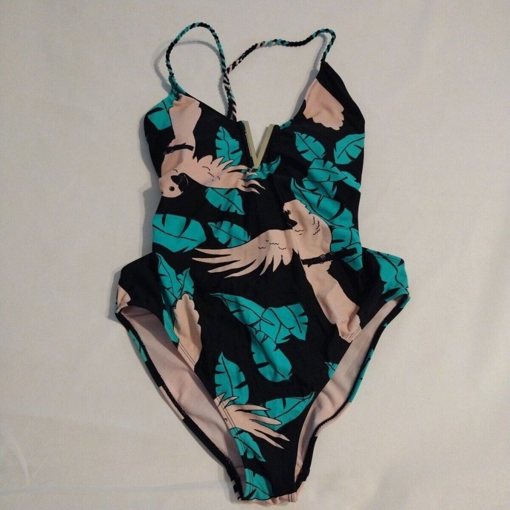 Women's Tropical Parakeet One Piece Bathing Suit Swimsuit Large